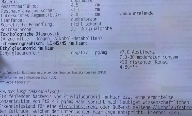 Wieviel Alkohol ist in Haaren nachweisbar
