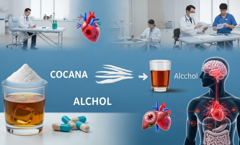 Kokain und Alkohol [Bildinhalt mit KI erstellt]