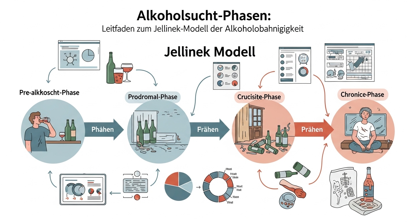 Alkoholsucht-Phasen: Leitfaden des Jellinek-Modell zur Alkoholabhängigkeit