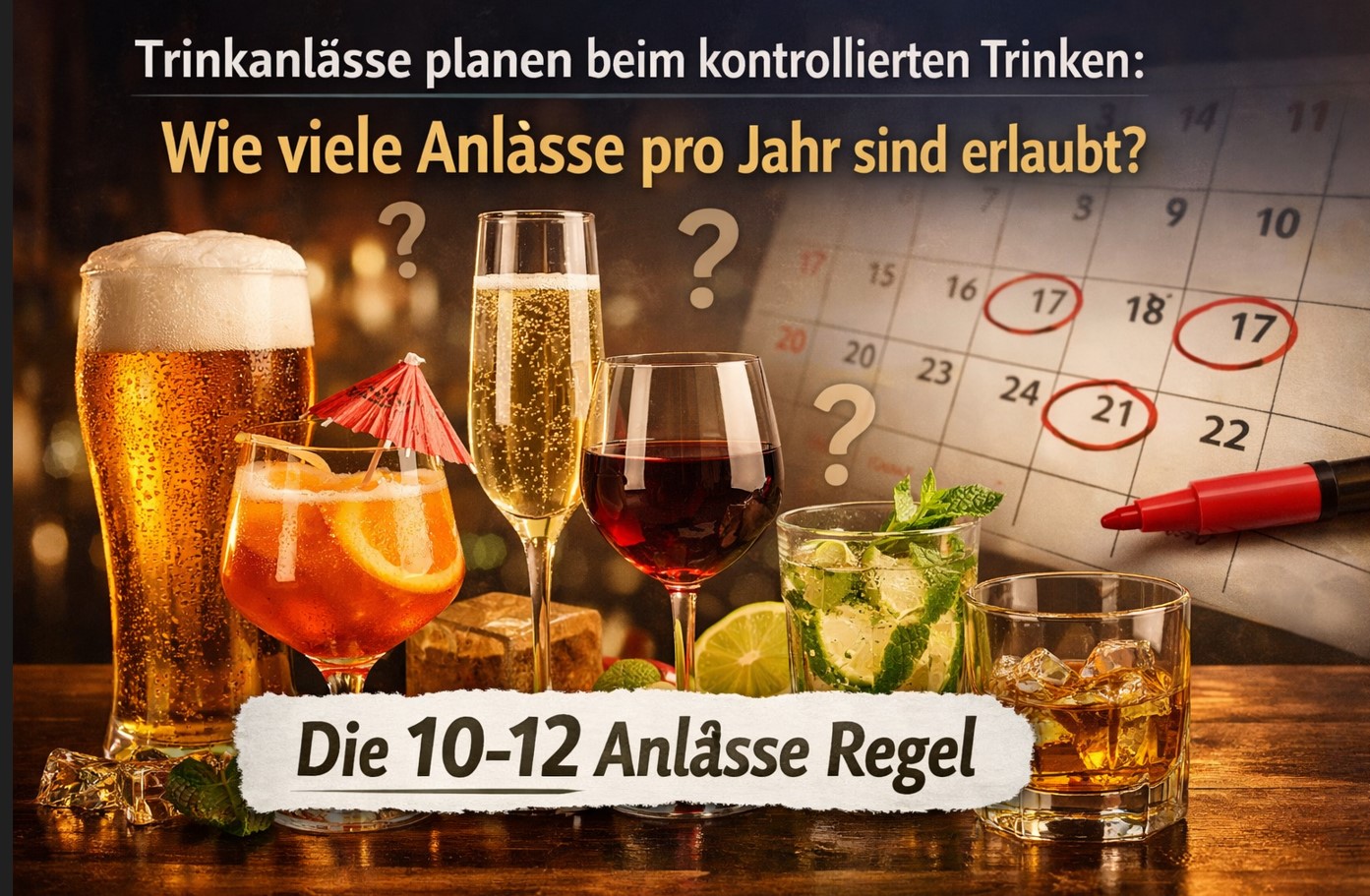 Trinkanlässe planen beim kontrollierten Trinken: Wie viele Anlässe pro Jahr sind erlaubt? (Die 10-12 Anlässe Regel)